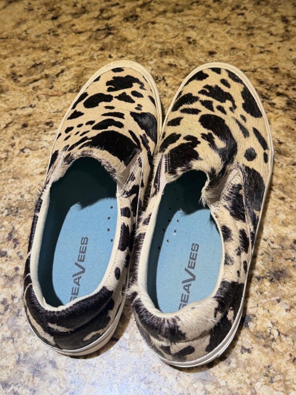 NWOT - SeaVees Cow Print Slip-On Sneakers - Black & Cream - Size 8.5 - Picture 7 of 7